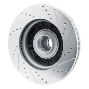 Ford E-150 Brake Rotor (1) - Front Left - R1 Concepts - Drilled & Slotted - Silver - `08-`25